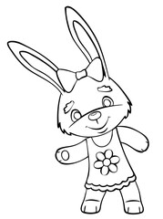 Fototapeta na wymiar The bunny. Element for coloring page. Cartoon style.