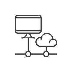 Cloud computing line icon. Internet data storage sign. File hosting technology symbol.