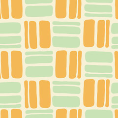 Geometric seamless abstract vector pattern with repeating rectangles and squares. Colourful composition style design for print, backdrop, background, textile, fabric products, wrapping and wall paper.