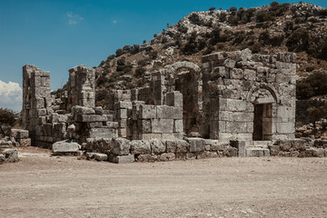 Beautiful ancient stone city. Ruined old antique abandoned city. Ancient ancient city. Stone walls....