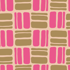 Geometric seamless abstract vector pattern with repeating rectangles and squares. Colourful composition style design for print, backdrop, background, textile, fabric products, wrapping and wall paper.