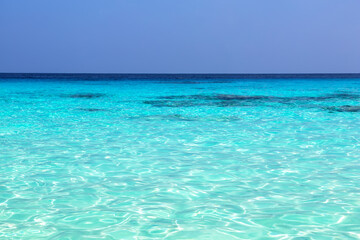 Beautiful beach and turquoise water in Maldives.