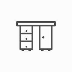 Cleaning table desk linear icon. Thin line illustration. office desk. Contour symbol. Vector isolated outline drawing. Editable stroke