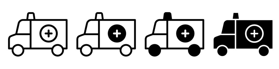 Ambulance icon vector set. First aid illustration sign collection. Hospital symbol or logo.