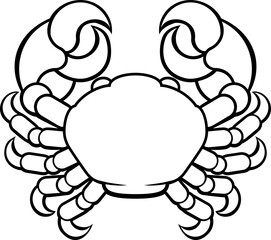 Astrology horoscope zodiac signs, circular Cancer crab symbol