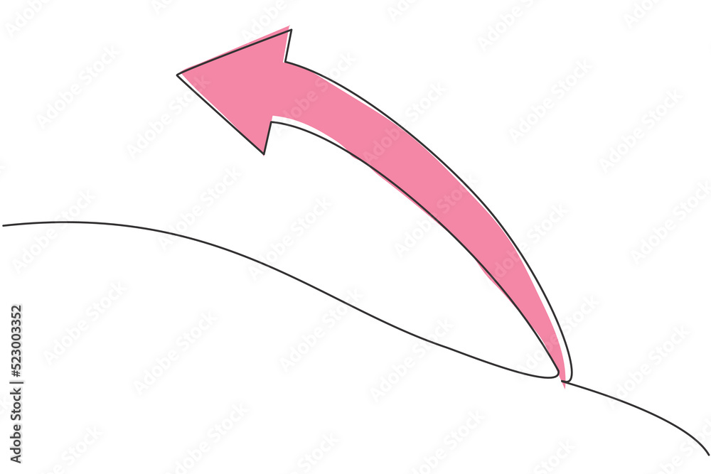 Poster single continuous line drawing of backward direction arrow shape symbol. undo action icon. minimalis