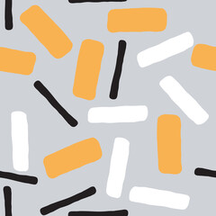 Geometric seamless abstract vector pattern with repeating rectangles and squares. Colourful composition style design for print, backdrop, background, textile, fabric products, wrapping and wall paper.