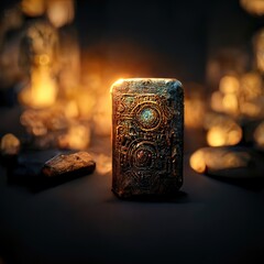 Digital art of ancient god artifact, 3d Illustration, 3d render
