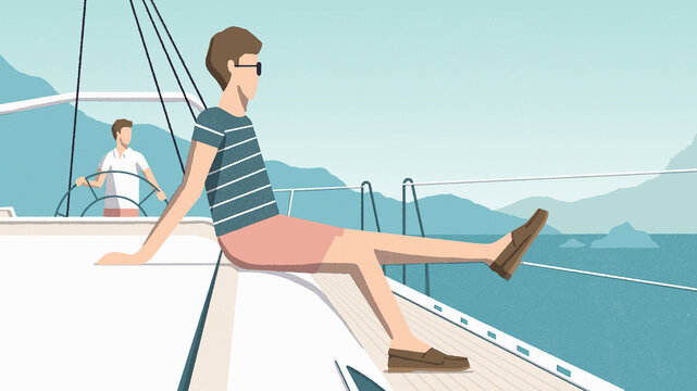 Relaxing on board yacht
