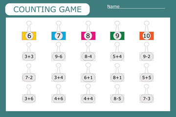 Counting Game for Preschool Children.  Count how many with b paper clips