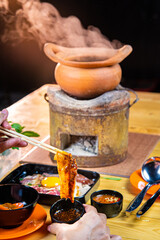 traditional thai food hot pot shabu