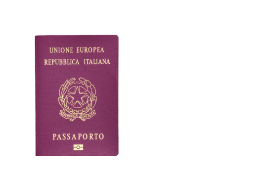 Italian passport of the European Union isolated on transparent background