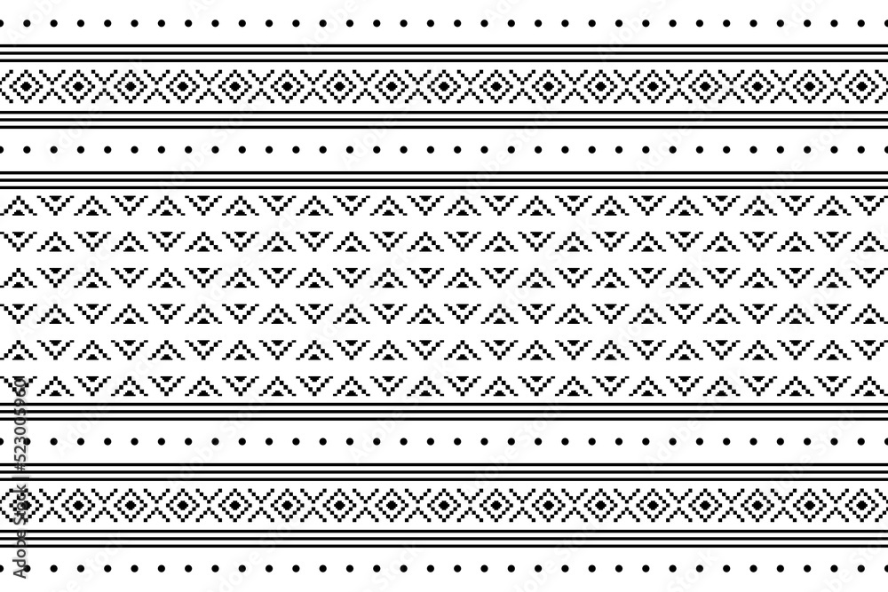 Wall mural Geometric ethnic oriental seamless pattern traditional Design for background,carpet,wallpaper.clothing,wrapping,Batik fabric,Vector illustration.embroidery style - Sadu, sadou, sadow or sado