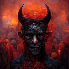 Portrait of devil, Illustration, drawing, 3d Illustration, 3d render