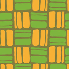 Geometric seamless abstract pattern with repeating rectangles and squares. Colourful ethnic composition style design for print, backdrop, background, textile, fabric products, wrapping and wall paper.