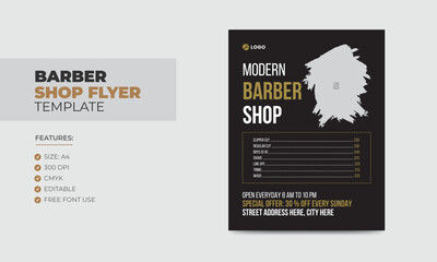 Modern barbershop flyer design template editable beauty salon business poster template