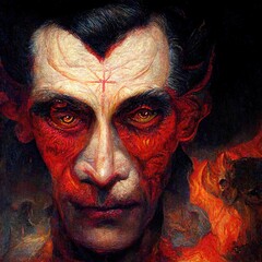 Portrait of devil, Illustration, drawing