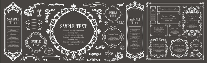 高級感のあるカードデザイン。アンティークな装飾デザイン。エレガントな縁の模様。