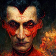 Obraz premium Portrait of devil, Illustration, drawing