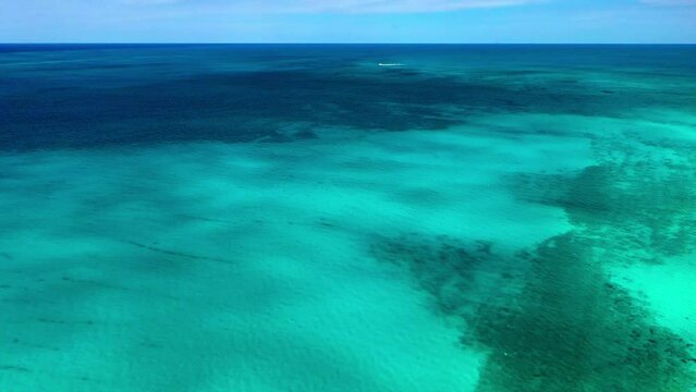 Aerial Forward: Idyllic View Of Seascape Against Sky - Bimini, The Bahamas