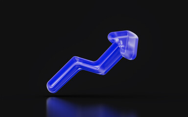 growth sign glass morphism on dark background 3d render concept for success progress chart