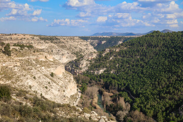 Fototapeta na wymiar Gorge over the river Batan in Alcalá del Júcar. Albacete