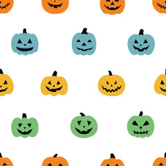 Seamless pattern pumpkin Halloween vector illustration