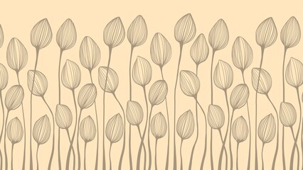 Hand drawn illlustration bacground on the theme nature. Flower pattern