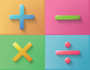 Obraz premium Convex symbol 4 with add minus multiplied and divided under light vector illustration graphic EPS10