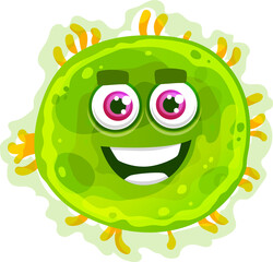 Green virus isolated organism germ with cute face