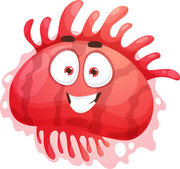 Virus with spike on head cartoon germ character