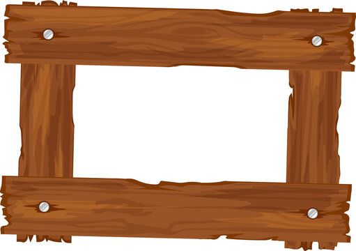 Wooden rectangle frame of wood sticks bent by nail