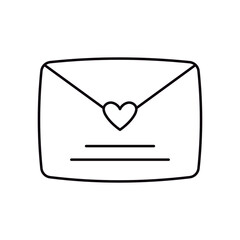 Mail love with heart line icon. Valentines Day. Wedding invitation. Vector illustration