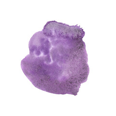 Abstract violet purple color watercolor stain isolated. Watercolor hand drawn texture for backgrounds, cards, banner