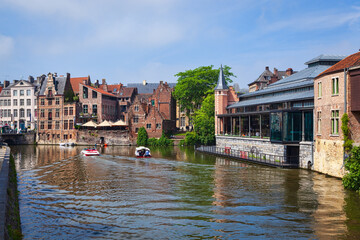 Buildings along the river Leia on June 14, 2015, in Ghent, Belgium.
