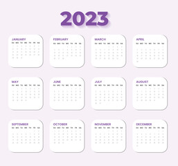 Wall calendar 2023 design, Flat 2023 calendar template,Minimalist inspirational photos monthy nature calendar	