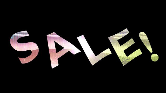 Colorful text animation of the word sale.
