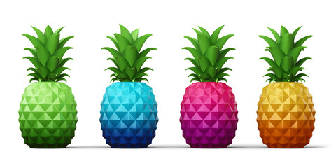 Colorful pineapple summer season, summer sale, 3d rendering - obrazy, fototapety, plakaty