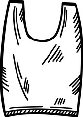 Plastic shopping bag sketched isolated. Doodle package in hand drawn style.