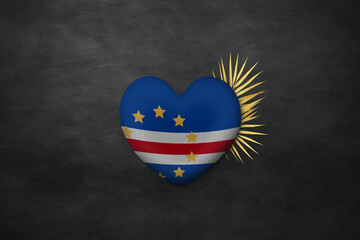 Textile heart in colors of national flag. Photography and marketing digital backdrop. Cabo Verde