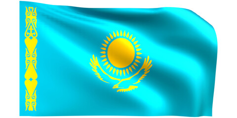 Kazakhstan flag 3d render.