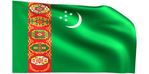 Turkmenistan flag 3d render.