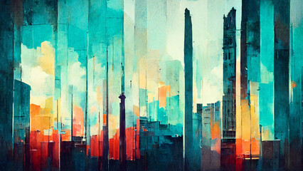 The colorful abstract Picture Like many towers.