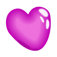 Vector illustration of bright pink heart isolated on white background.