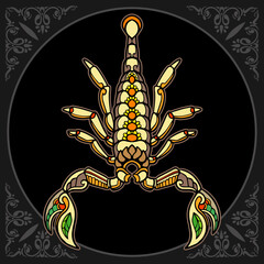 Obraz premium Colorful Scorpion zentangle arts isolated on black background