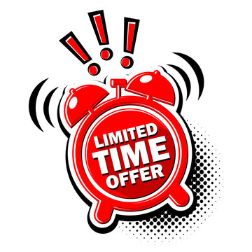 Limited time offer. Red template sticker. Vector on transparent background