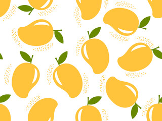 Seamless pattern with mango fruit on white background vector illustration.