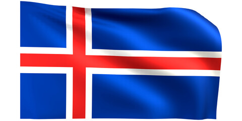 Iceland flag 3d render.
