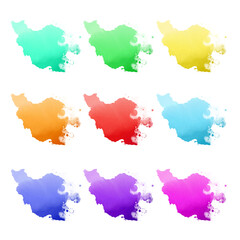 Country map watercolor sublimation backgrounds set on white background. Iran