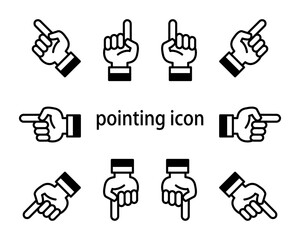 指差しのアイコンセット　漫画風ベクターイラスト